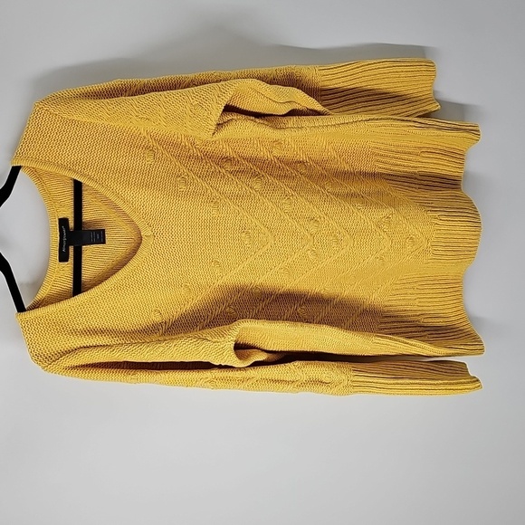 Ashley Stewart Golden Yellow Vneck Knit Sweater Plus Size - Picture 1 of 7